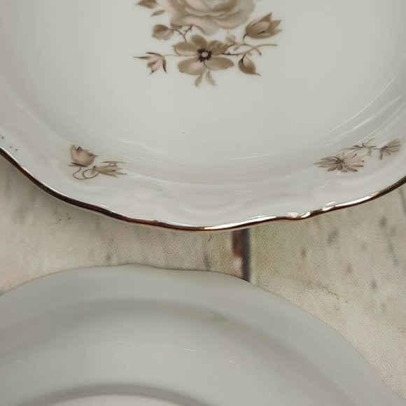 Set of 5 Vintage Winterling China Dawn Rose 5 1/2" Dessert/Sauce Bowls Gold Trim - Picture 5 of 16